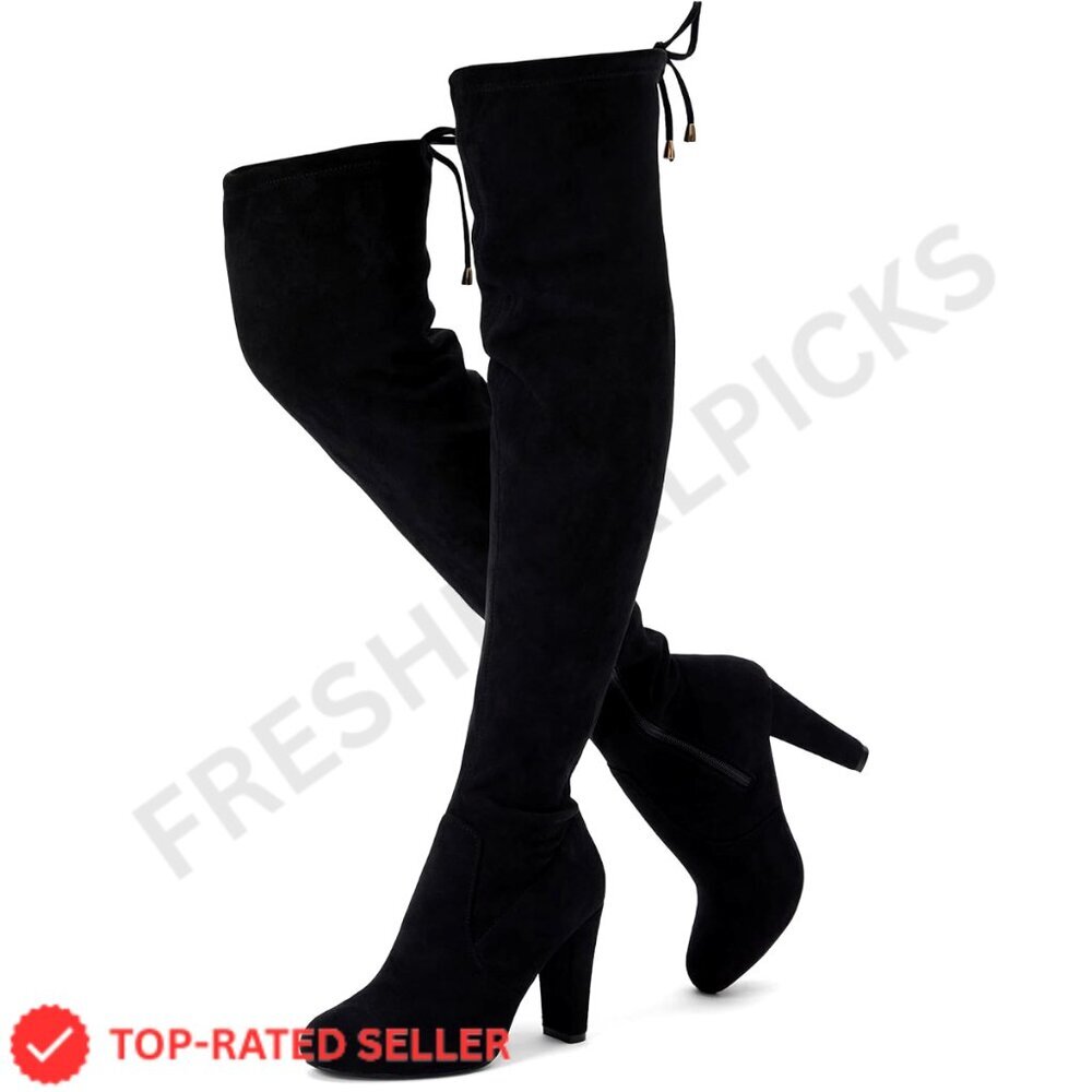 Brand New Vepose Thigh High 6 Black Suede Boots